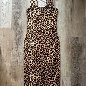 Leopard Print Sleeveless Racerback Dress.